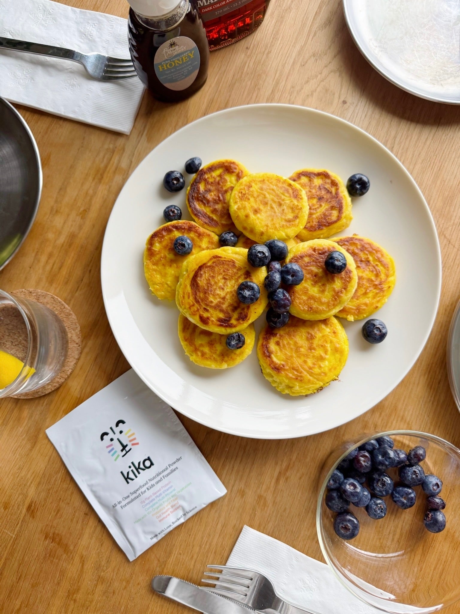 Cottage Cheese Pancakes with Blueberries
